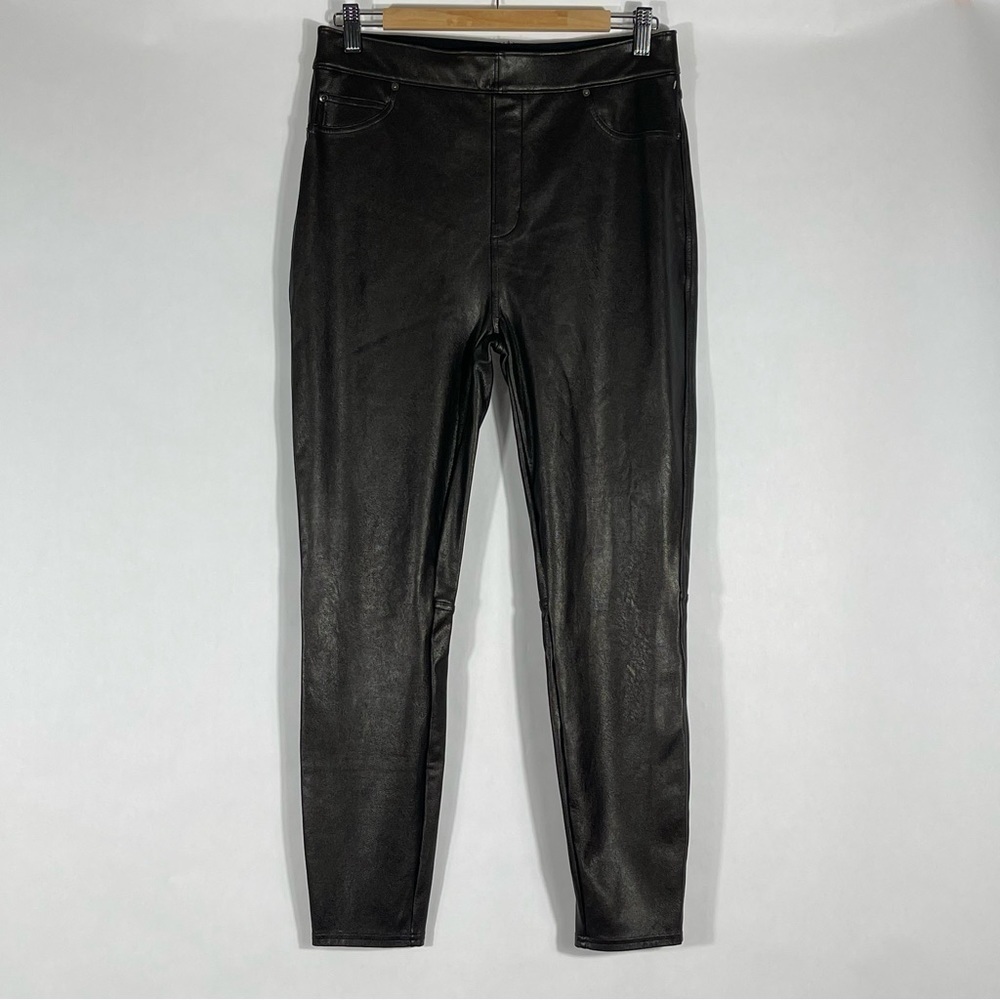 SPANX Women's Faux Leather-Like Ankle Skinny Pants - Black - Sz-L
